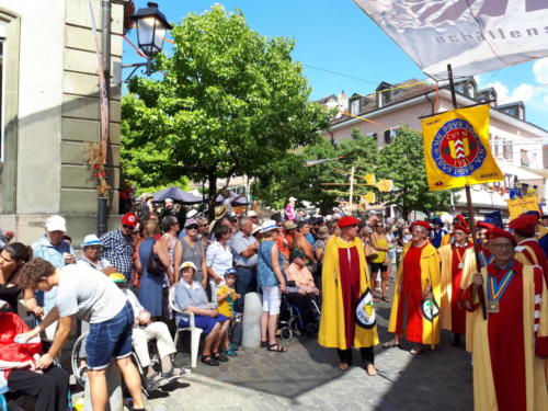 Fête du blé et du pain à Echallens: Claude et Josiane Duvoisin, Christiane Chevalley et Jean-François Kunzi.